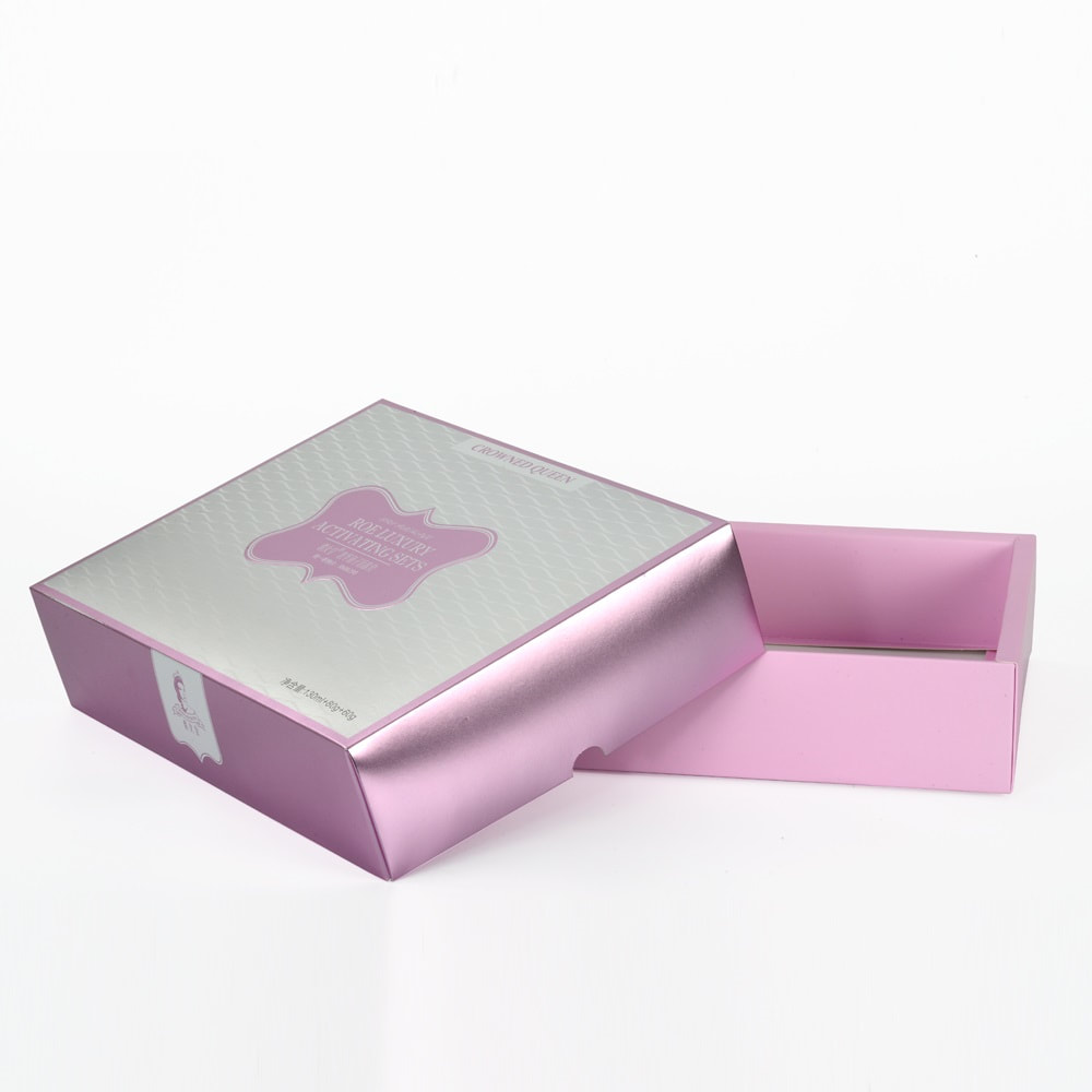 custom printed Metalic Paper Cardboard Cosmetic Beauty Gift Set Packaging Box